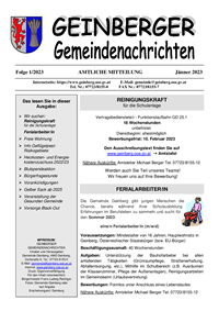 Geiberger Gemeindenachrichten Jänner 2023