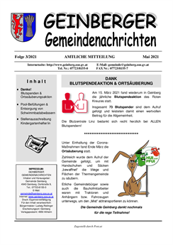 Geinberger Gemeinderundschreiben Mai 2021