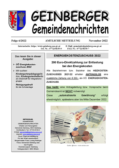 Geinberger Gemeindenachrichten November 2022