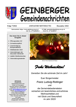 Geinberger Gemeindenachrichten Dezember 2022