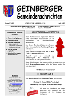 Geinberger Gemeindenachrichten Juli 2023